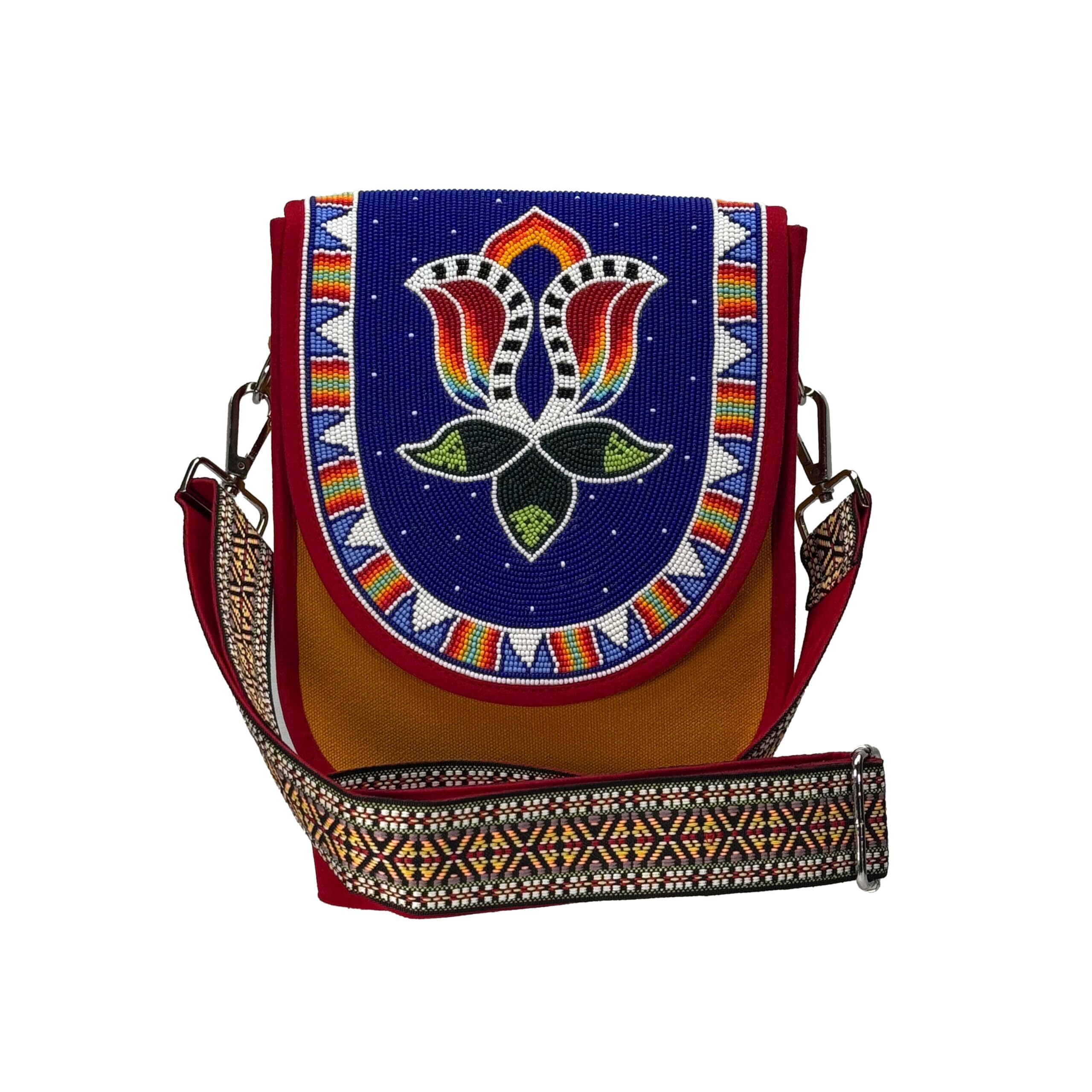 2403 Handmade Beaded Handbag, Native American Style Seed Beads Crossbody